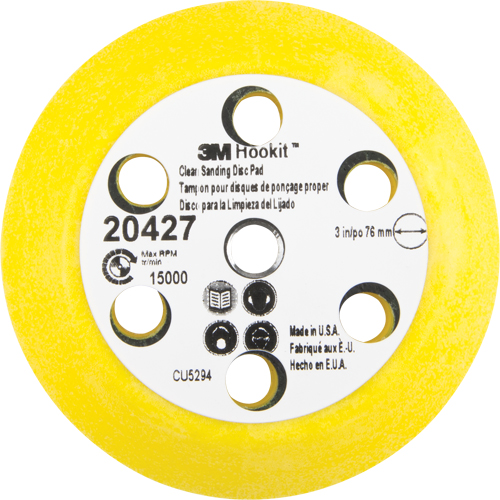 Hookit Clean Sanding Disc Pad Kit, 3" Dia. R.M.G. Prévention