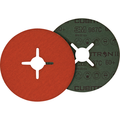 Cubitron II Fibre Discs - 987C, Ceramic Grain, 80+, 7" Dia x 7/8" Arbor R.M.G. Prévention