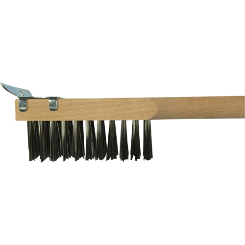 Brosse de nettoyage avec racloir, Acier inoxydable, 3 x 10 rangs de fils, Longueur 20" R.M.G. Prévention