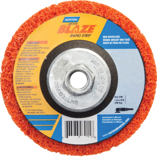 Blaze Rapid Strip Non-Woven Depressed Center Disc - 4-1/2", 4-1/2" Dia., Coarse Grit R.M.G. Prévention