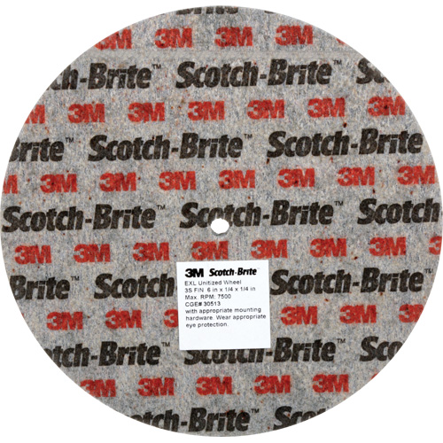 Meule unitaris&eacute;e EXL Scotch-Brite, 6" x 1/4", Arbre de 1/4", Grain de Fin, Carbure de silicium R.M.G. Prévention
