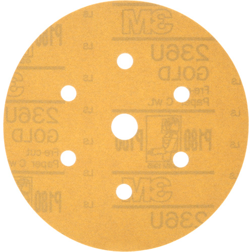 Disque de ponçage antipoussi&egrave;re Hookit, dia 6", Grain P180, Oxyde d'aluminium, Poids C R.M.G. Prévention