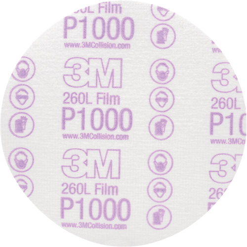 Hookit Finishing Film Disc, 6" Dia., P1000 Grit, Aluminum Oxide, Film R.M.G. Prévention