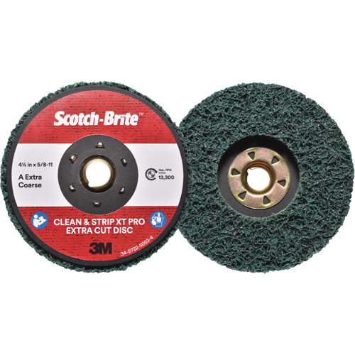 Disque extra coupe  Clean and Strip  XT Pro Scotch-Brite, 4-1/2" dia., Grain Extra grossier, Oxyde d'aluminium R.M.G. Prévention
