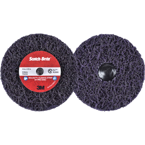 Disque  Clean and Strip  XT Pro Roloc Scotch-Brite, 4" dia., Grain Extra grossier, Carbure de silicium R.M.G. Prévention
