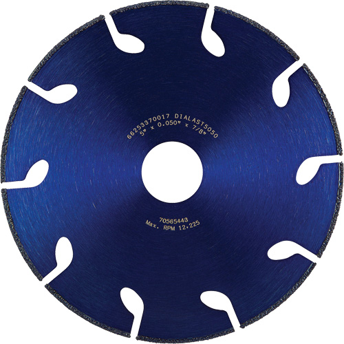 Meule &agrave; tronçonner Dialast RightCut, 5" x 0,05", Arbre de 7/8", Type 01/41, Losange, 12225 Tr/min R.M.G. Prévention