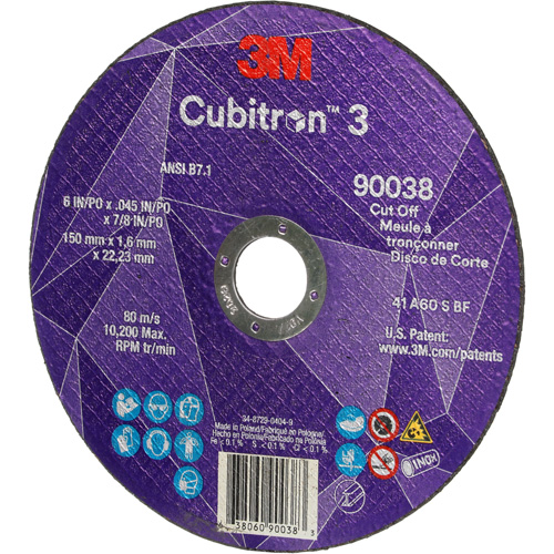 Meule &agrave; tronçonner Cubitron 3, 6" x 0,045", Type T27, C&eacute;ramique, 10 200 Tr/min R.M.G. Prévention