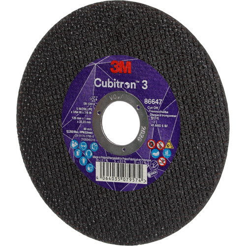 Cubitron 3 Cutting Disc, 5" x 9/32", 3/8" Arbor, Type 41 R.M.G. Prévention