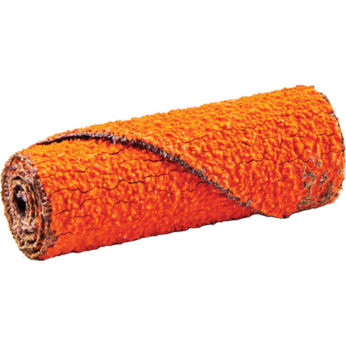 Cartouche de ruban abrasif en rouleau, 60 Grain, 1/2" dia., C&eacute;ramique d'alumine, 1-1/2" lo, 1/8" Dimension de l'arbre R.M.G. Prévention