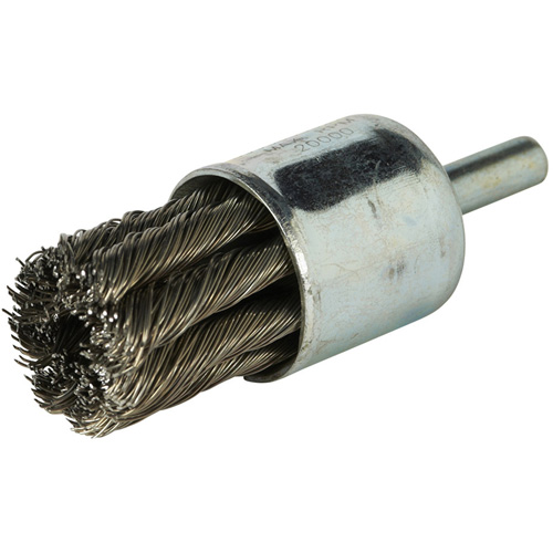 Stem Mounted Knotted Wire Brush, 3/4" Dia. x 1/4" Arbor R.M.G. Prévention