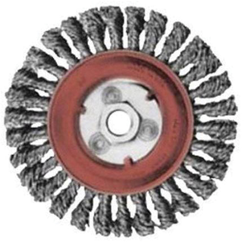 Full Cable Twist Wire Wheel, 5" Dia., 0.02" Fill, 5/8"-11 Arbor, Steel R.M.G. Prévention