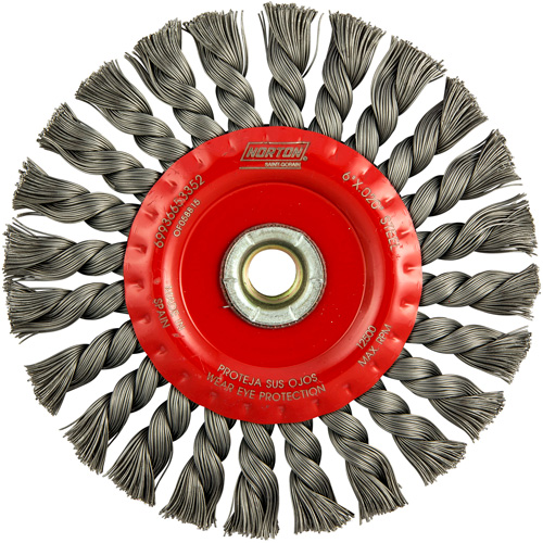 Full Cable Twist Wire Wheel, 6" Dia., 0.023" Fill, 5/8"-11 Arbor, Steel R.M.G. Prévention