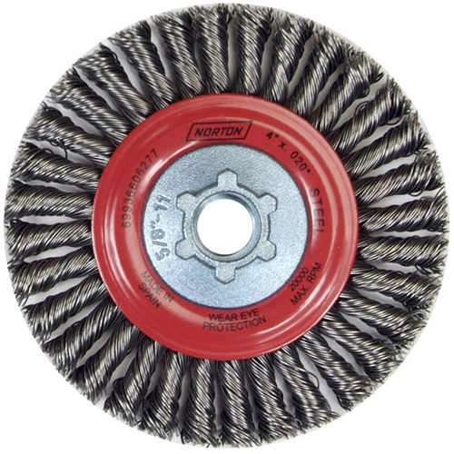 Stringer Bead Knot Wire Brush For Angle Grinders, 4" Dia., 0.02" Fill, 5/8"-11 Arbor, Steel R.M.G. Prévention