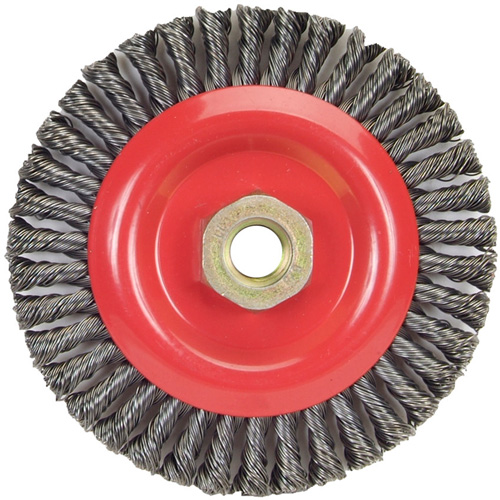 Stringer Bead Knot Wire Brush For Angle Grinders, 5" Dia., 0.02" Fill, 5/8"-11 Arbor, Steel R.M.G. Prévention