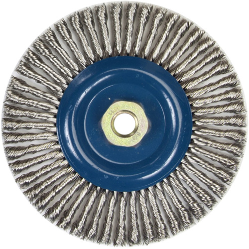 Stringer Bead Knot Wire Brush For Angle Grinders, 6" Dia., 0.02" Fill, 5/8"-11 Arbor, Stainless Steel R.M.G. Prévention
