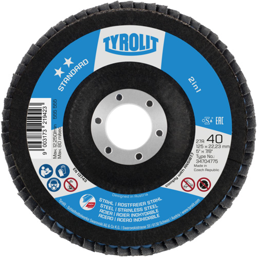 2-in-1 Flap Disc, 4-1/2" x 22.5 mm, Type 27A, 60 Grit, Ceramic Alumina R.M.G. Prévention