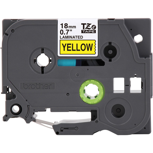 Tape Cartridge for P-touch&reg; Labeling System, 18 mm x 8 m, Black on Yellow R.M.G. Prévention