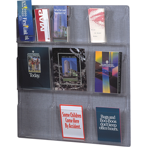 Literature Displays, Wall Mount, 6 Slots, Plastic, 30" W x 34-3/4" D x 34-3/4" H R.M.G. Prévention