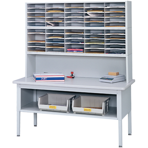 E-z Sort&reg; Mailroom Furniture-sorting Tables With Shelf-base Table With Shelf, 60" W x 28" D x 36" H, Laminate R.M.G. Prévention
