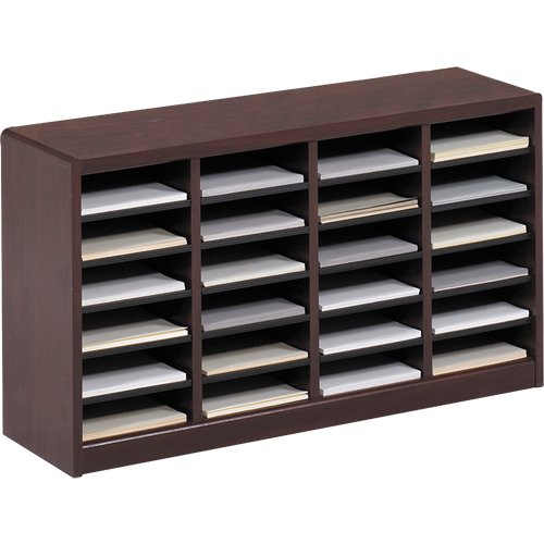 E-Z Stor&reg; Literature Organizer, Stationary, 24 Slots, Wood, 40" W x 11-3/4" D x 23" H R.M.G. Prévention