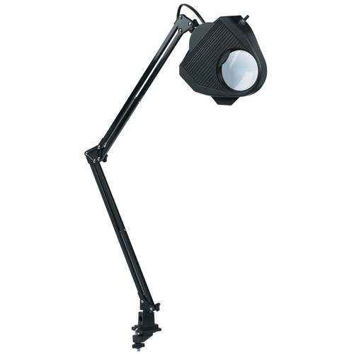 Lampe de travail avec loupe, 60 W, Fluorescent/Incandescente/DEL, Pince, Col 40", Noir R.M.G. Prévention