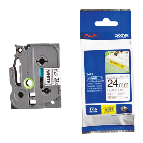 Laminated Industrial Tape, 24 mm x 13', Black on White R.M.G. Prévention