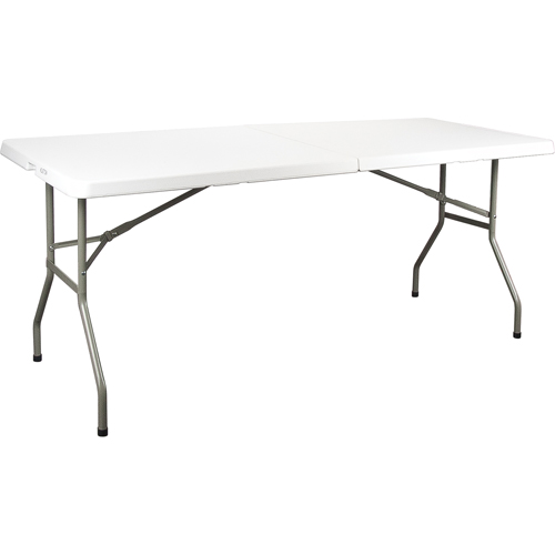 Table se pliant en deux, Rectangulaire, 72" l x 30" la, Poly&eacute;thyl&egrave;ne, Blanc R.M.G. Prévention