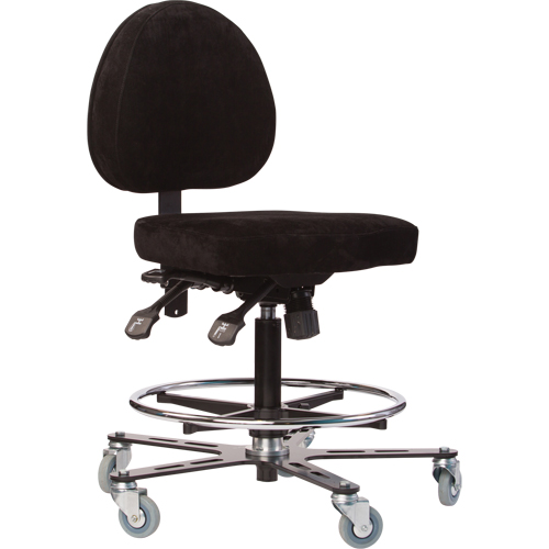 TF180 Welding Grade Ergonomic Stools, Suede, Black, 300 lbs. Capacity R.M.G. Prévention