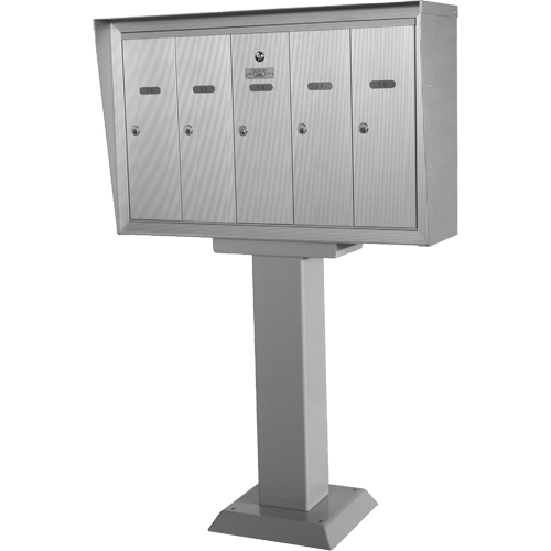Boîtes aux lettres plateforme unique, Fixation Socle, 16" x 5-1/2", 5 portes, Aluminium R.M.G. Prévention