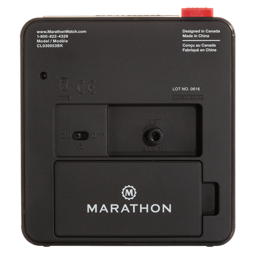 R&eacute;veille-matin de bureau, Analogique, &agrave; piles, 3,5" la x 1,5" p x 3,75" h, Noir R.M.G. Prévention