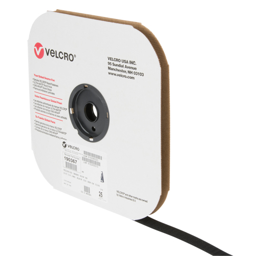 Ruban d'attaches, Crochet, 25 vg x 3/4", Cousu, Noir R.M.G. Prévention