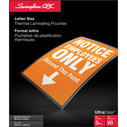 Swingline UltraClear Laminating Letter Pouches R.M.G. Prévention