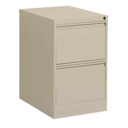 Vertical Filing Cabinet, Steel, 2 Drawers, 18-1/7" W x 25" D x 29" H, Beige R.M.G. Prévention