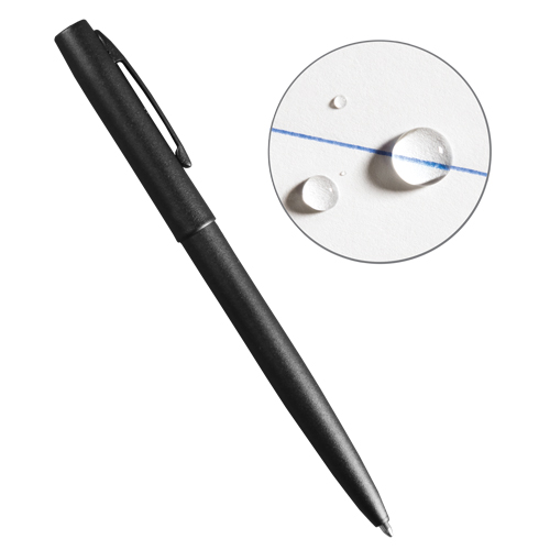 Stylo en m&eacute;tal &agrave; l'&eacute;preuve des intemp&eacute;ries, Bleu, 0,8 mm, R&eacute;tractable R.M.G. Prévention