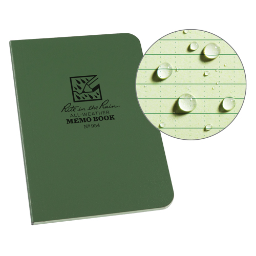 Memo Book, Soft Cover, Green, 112 Pages, 3-1/2" W x 5" L R.M.G. Prévention