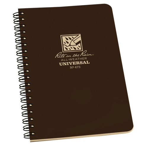 Side-Spiral Notebook, Soft Cover, Brown, 64 Pages, 4-5/8" W x 7" L R.M.G. Prévention