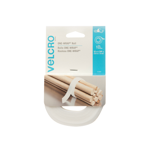 Ruban d'attaches One-Wrap, Boucle et crochet, 12' x 3/4", Auto-aggripant, Blanc R.M.G. Prévention