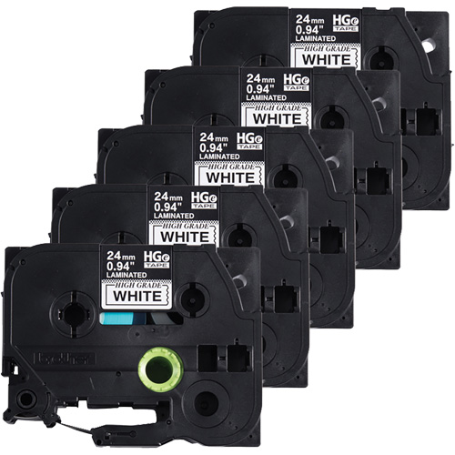 Laminated Tape, 24 mm x 8 m, Black on White R.M.G. Prévention