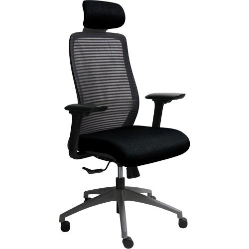 Chaise de bureau ajustable s&eacute;rie Era avec appui-t&ecirc;te, Tissu/Mailles, Noir, Capacit&eacute; 275 lb R.M.G. Prévention