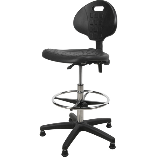 Tabouret robuste et ergonomique, Stationnaire, Ajustable, 39” - 48”, Polyur&eacute;thane Si&egrave;ge, Noir R.M.G. Prévention