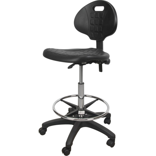 Tabouret robuste et ergonomique, Mobile, Ajustable, 39" - 48", Polyur&eacute;thane Si&egrave;ge, Noir R.M.G. Prévention