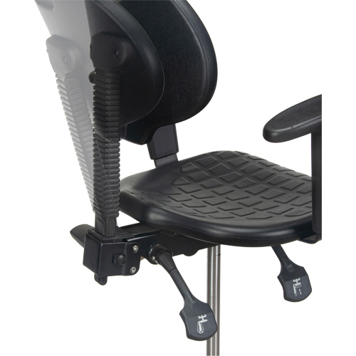 Heavy-Duty Ergonomic Stool with Adjustable Arm Rests, Stationary, Adjustable, 39" - 48", Polyurethane Seat, Black R.M.G. Prévention
