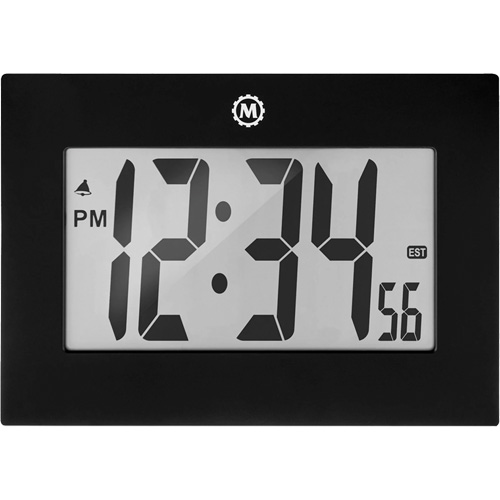 Large Frame Clock, Digital, Battery Operated, 9" W x 1" D x 6.5" H, Black R.M.G. Prévention