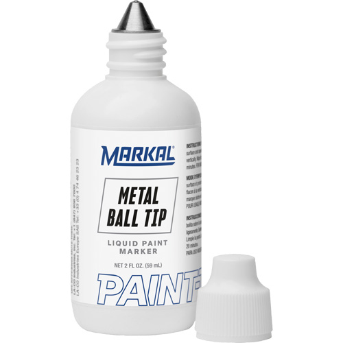 Marqueur Paint-Riter avec pointe en bille m&eacute;tallique, Liquide, Blanc R.M.G. Prévention