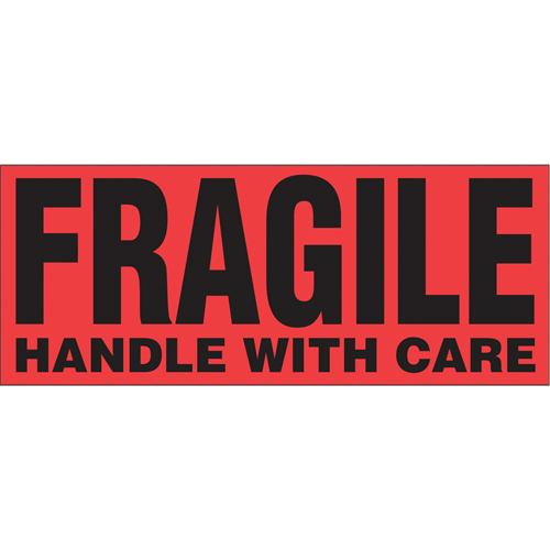&eacute;tiquettes pour traitement sp&eacute;cial Fragile Handle with Care, 5" lo x 2" la, Noir/rouge R.M.G. Prévention