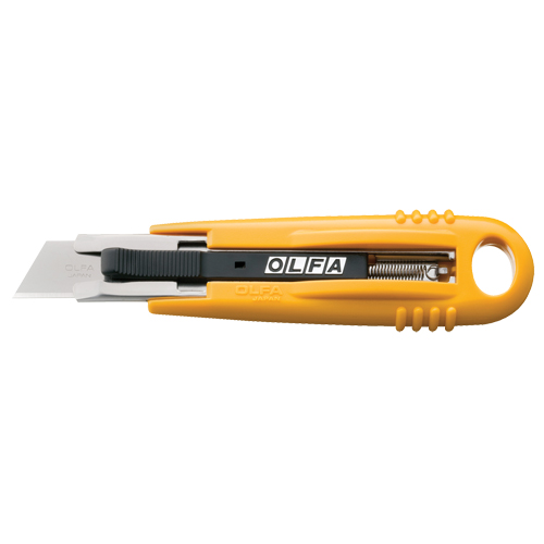 Self-Retracting Safety Knife, 19 mm, Carbon Steel, Heavy-Duty, Plastic Handle R.M.G. Prévention