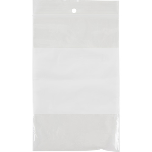 Sacs en poly avec espace inscriptible blanc, Refermable, 6" x 4", 2 mils R.M.G. Prévention