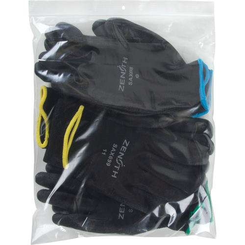 Sacs en poly, Refermable, 12" x 10", 2 mils R.M.G. Prévention