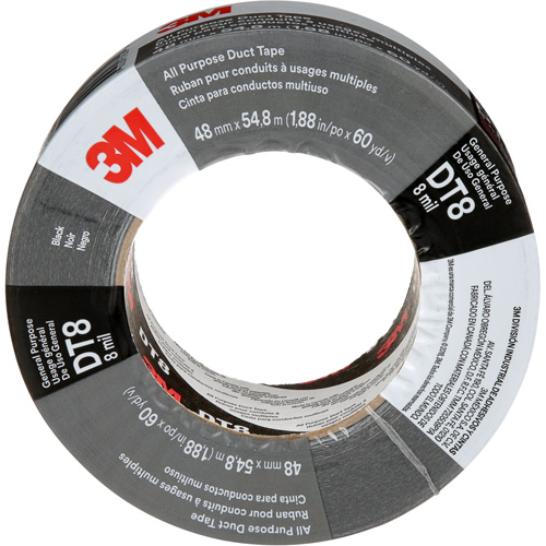 Ruban adh&eacute;sif tout usage DT8, 8 mils, Noir, 48 mm (2") x 55 m (180') R.M.G. Prévention