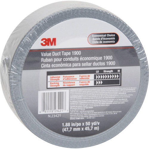 1900 Value Duct Tape, 5.8 mils, Silver, 48 mm (2") x 5.7 m (18.7') R.M.G. Prévention